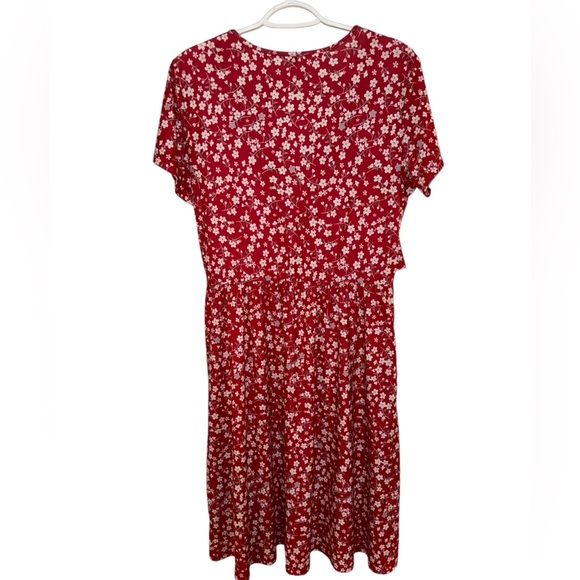 Women’s Red & White Short Sleeve Floral Pattern V-Neck Maternity Dress. Size XL. - Picture 4 of 8